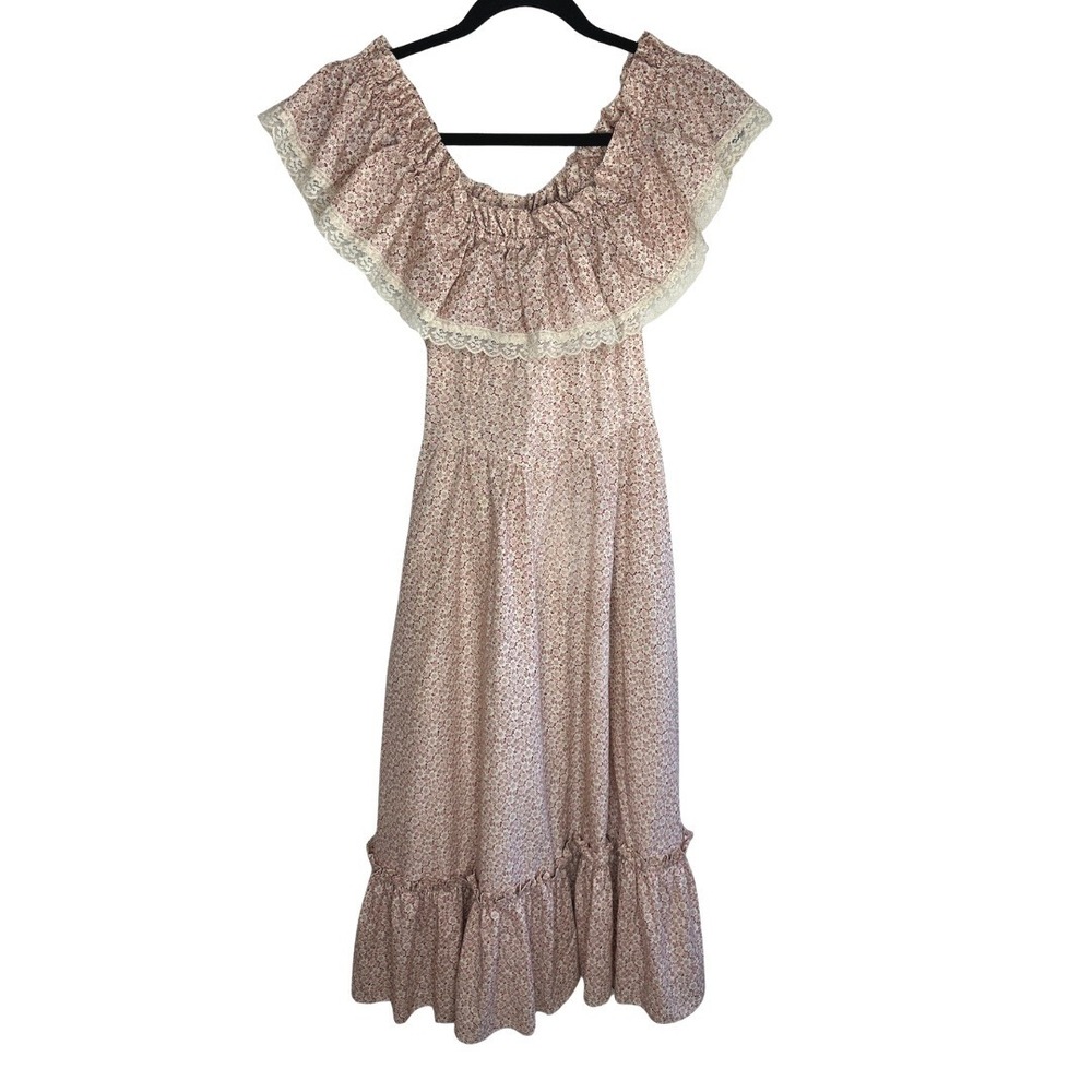 VTG‎ 70s Gunne Sax Off Shoulder Prairie Maxi Dress Cottagecore Approximate XS